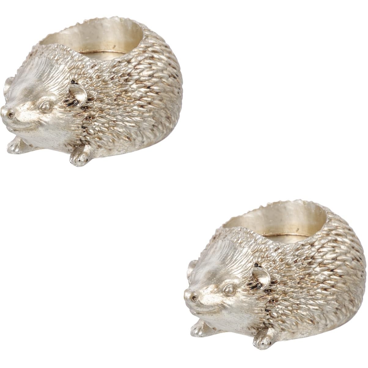HOMSFOU 2pcs Hedgehog Candlestick Ornament LED Taper Candles Pillar Candle Holders Gold Decor Tea Light Candle Cups Animal Tealight Holder Hedgehog Tealight Holder Resin Silver Desktop