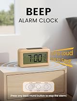 aboveClock Digital Alarm Clock Wooden Bedside Clock with Temperature view 4