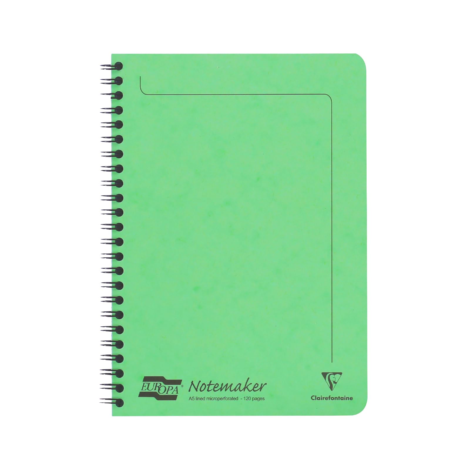 Clairefontaine 3097Z - One Notemakers Europa Lime Green Spiral Notebook - A5 14,8x21 cm - 120 Detachable Ruled Pages - White Paper 90 g - Glossy Card Cover