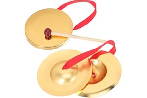 IBASENICE 1 Set Lion Dance Gong Cymbals Buddhist Chimes Meditation Chime Bells Chao Gong with Hammer Feng Shui Chinese New Year Party Favors Opera Gong Child Music Alloy