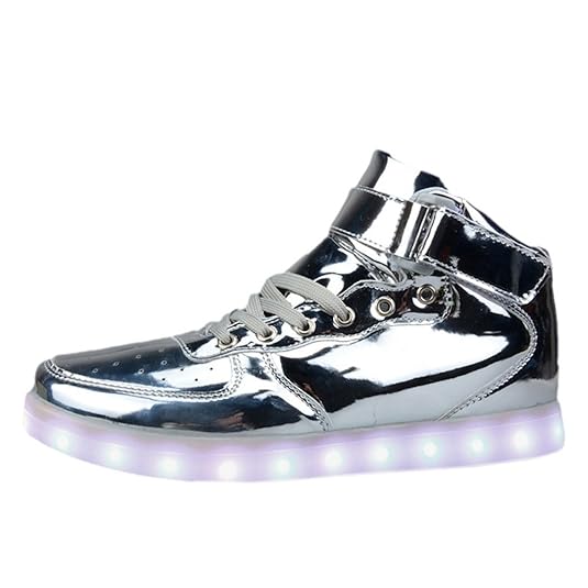 O&N LED Schuh USB Aufladen Leuchtend SportSchuhe Sneakers High-Top Turnschuhe fuer Unisex-Erwachsene Herren Damen Kinder