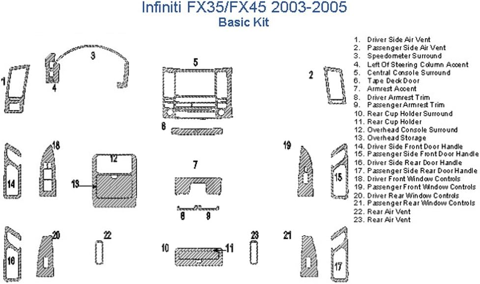 Infiniti FX35/FX50 Basic Dash Trim Kit - Japanese Cherry Wood