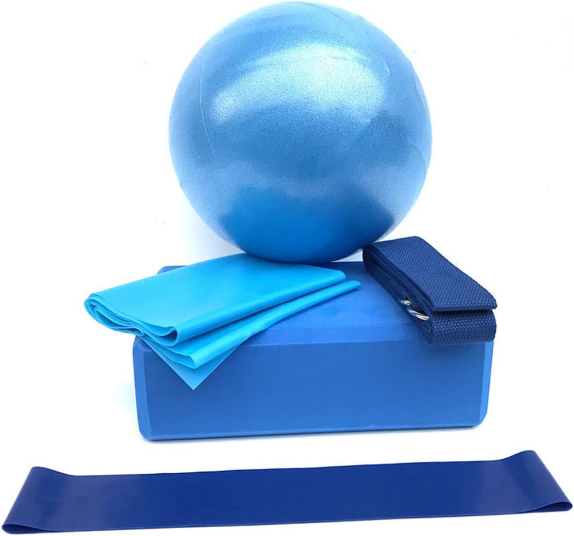 Ruiqas 5pcs Yoga Equipment Set,Includes Exercise Ball,Yoga Block,Resistance Loop.Stretching Band Strap,Woven Belt Pilates Practices Supplies for Beginners