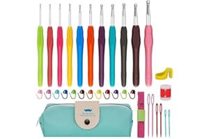 1 pcs Crochet Hooks Set, 12 Sizes Crochet Needle Kit, 41 Piece Crochet Kit with Ergonomic Handles for Arthritic Hands, Knitti