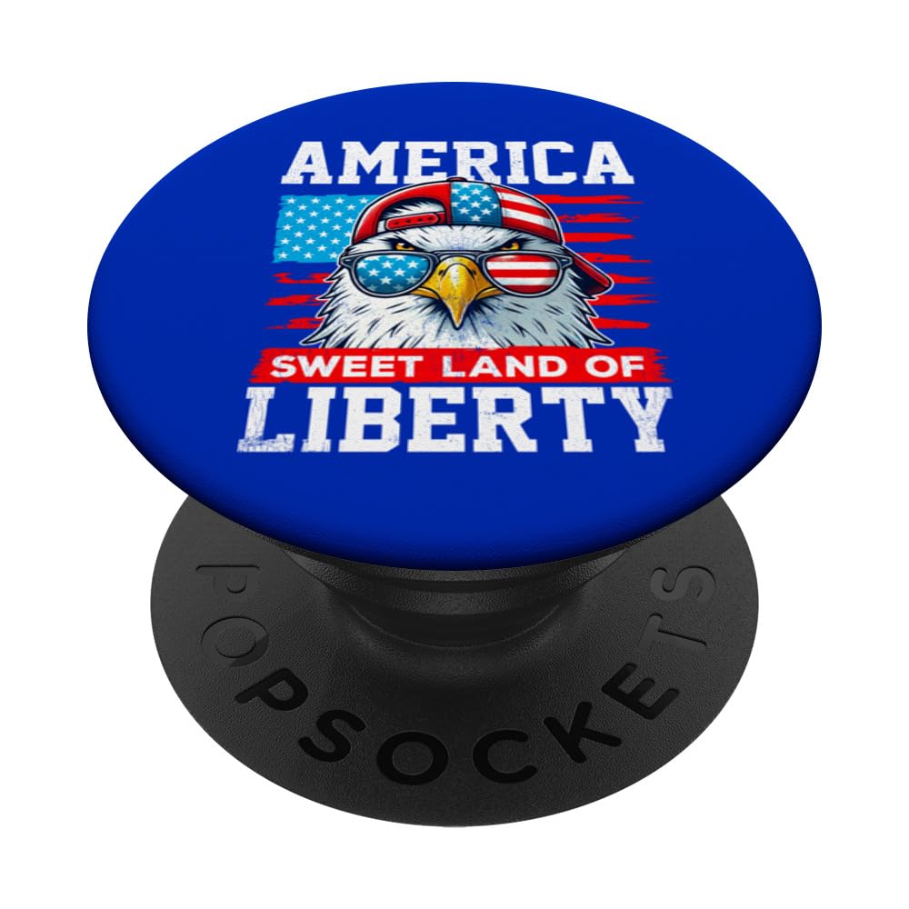America Sweet Land of Liberty US Flag Cool Bald Eagle USA PopSockets Swappable PopGrip