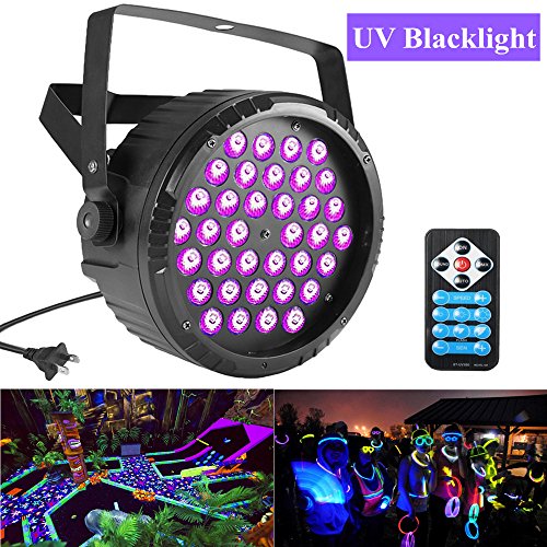 SOLMORE UV Black Light for Parties 36W 36LEDs Par Stage Lighting Sound Activated DJ Blacklight for Disco Party Wedding Birthday Show (with Remote)