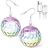 Light up Earrings Rhombic Disco Ball Earrings 16 Light Modes Rechargeable 60s 70s 80s Earrings for Women Concert, Disco Party, Rave Accessories