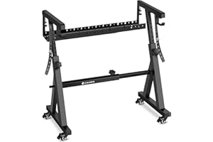 CAHAYA Keyboard Stand Heavy Duty - Z Style Piano Stand Adjustable with Cable Management Tray and Casters Universal Digital Pi