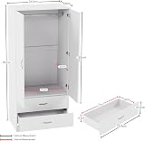 Vida Designs Riano Wardrobe 2 Door 2 Drawer White 170H x 76W x 53D view 6