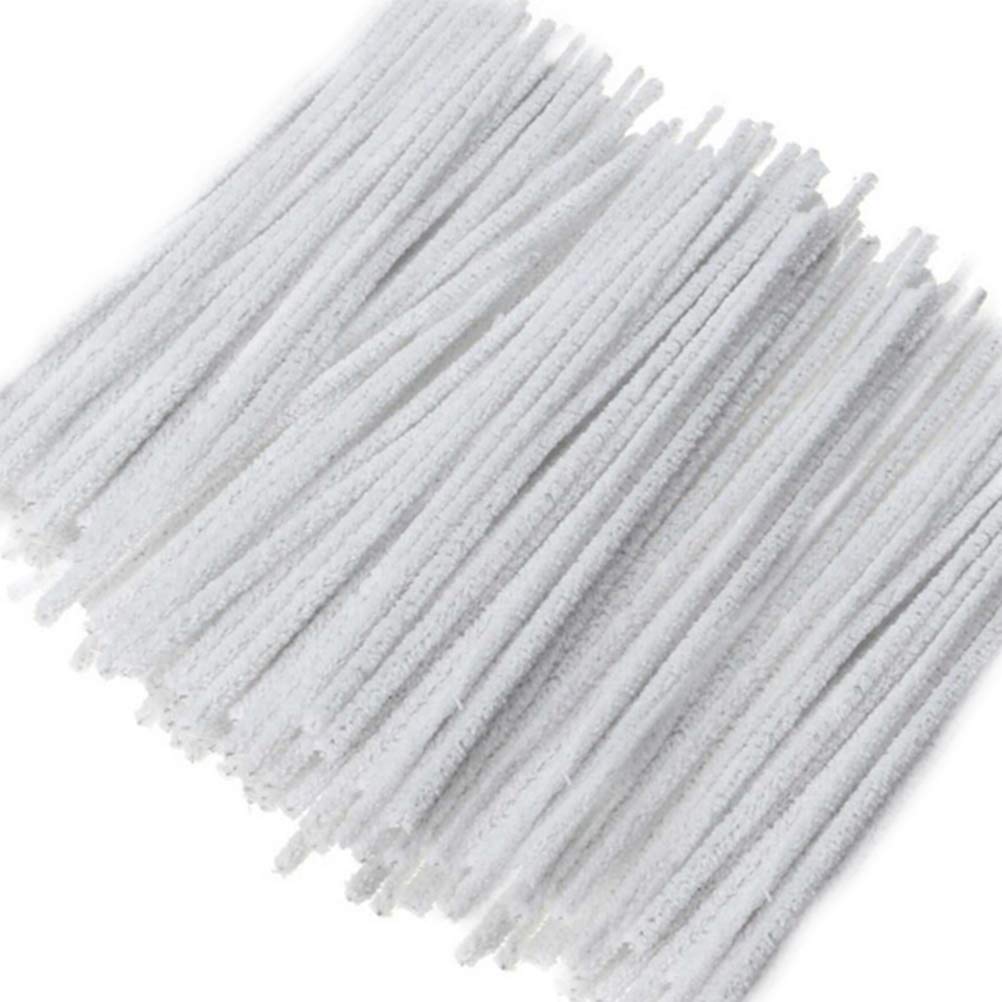 100 Pipe Cleaners for Cleaning, Fuzzy Craft Sticks for Kids and Adult Art Projects, Sturdy and Versatile Chenille Stems, White, 6 Inches, Pack of 100 - Extra Thick