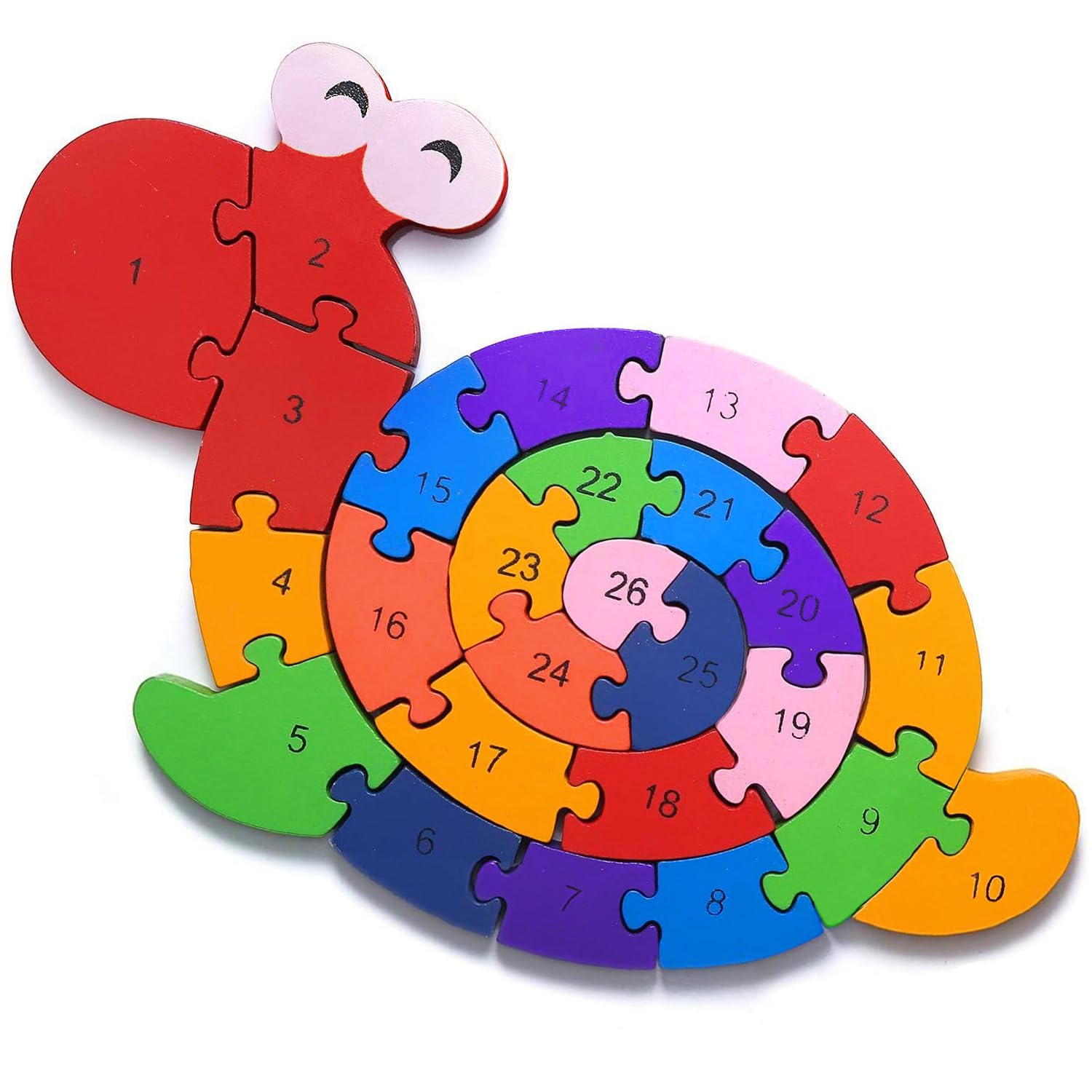 Snail Number Puzzle Wooden Toy, Numbers and Letters, Educational Toy for Small Children, 3 Years and Above, with Safety