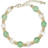 Ursambra Natural Quartz Crystal 8mm Bead Strand Bracelet for Women Gift (Green Strawberry Quartz)