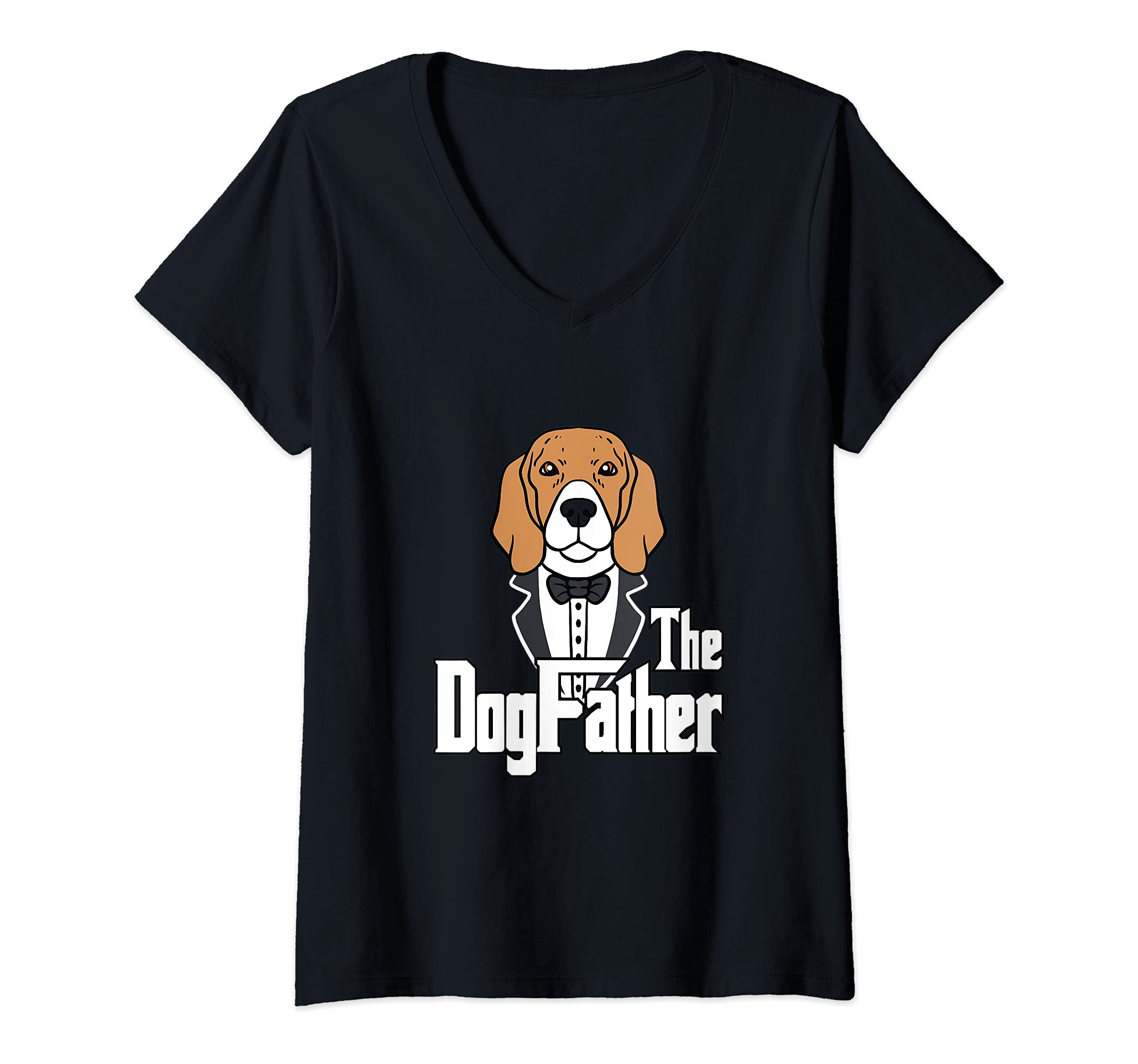Womens The Dog Father T-Shirt Beagle Dog Dogs Papa Dog Owner V-Neck T-Shirt