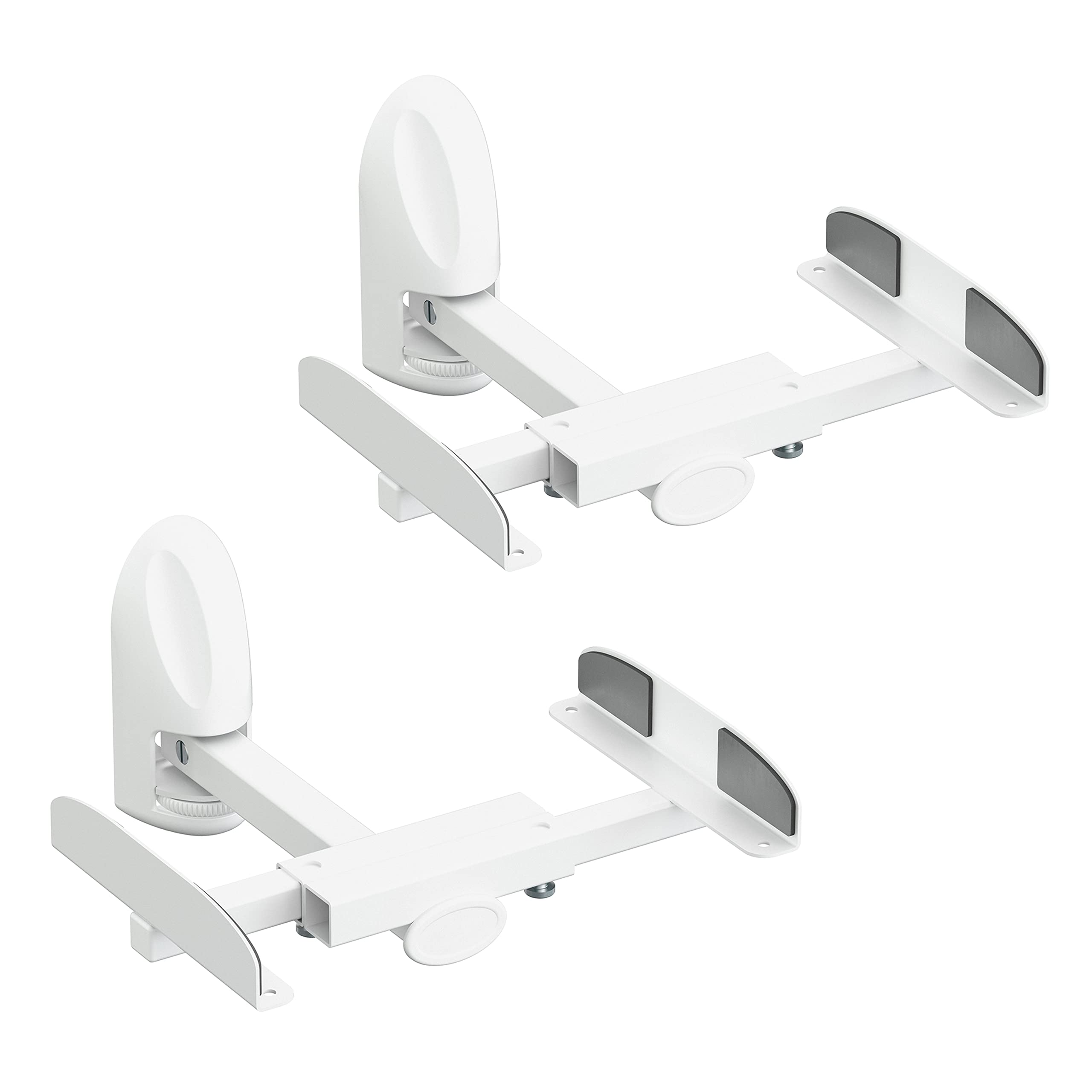 mahara Side Clamping Speaker Mounts, Mounted Surround Sound Bookshelf Audio Stands, Hifi Ceiling Rear Speaker Mount Pair, Set Of 2, White Up To 20KG