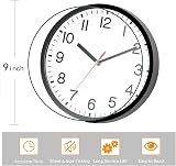 Coslife Wall Clock 9 Inch Silent Quartz Battery Operated Non Ticking view 2