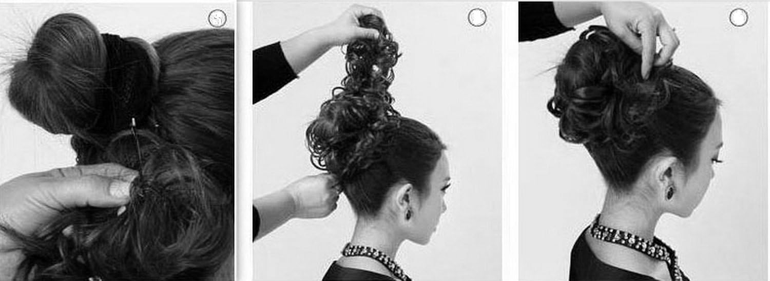 CAISHA XXL Hairpiece Scrunchy Updo Bridal Hairstyle Voluminous Curly Messy Bun Black HW6, black #1B HW6 - Image 4