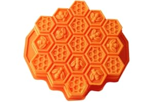 eoocvt Bee Honeycomb Cake Mold Mould Soap Mold Silicone Flexible Chocolate Mold (Orange)