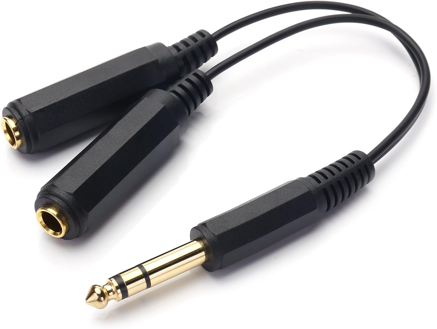 SiYear 6.35mm 1/4" male plug Stereo to 2 Dual 1/4 "TRS Female jack connector audio speaker cable