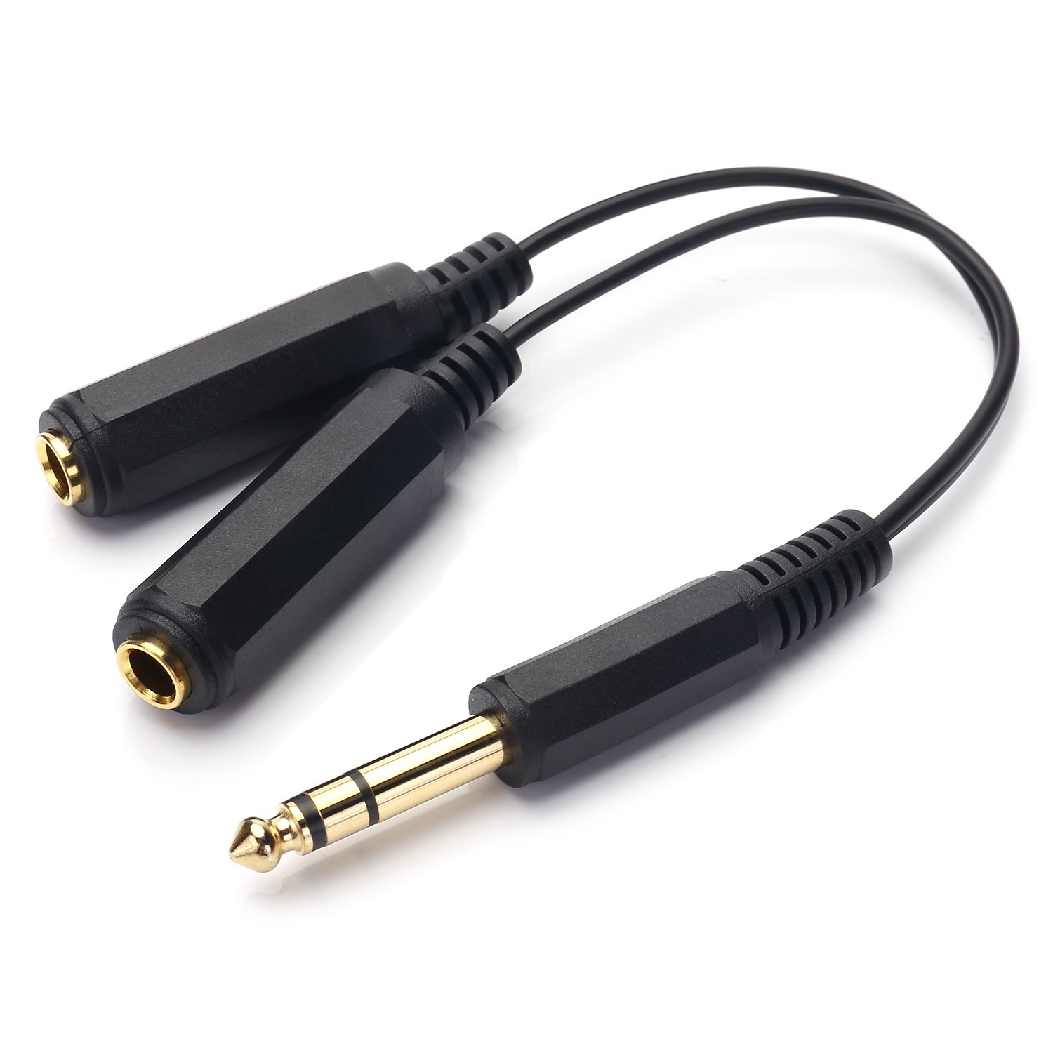 SiYear 6.35mm 1/4" male plug Stereo to 2 Dual 1/4 "TRS Female jack connector audio speaker cable, Y Splitter Adapter cable (20CM / 8Inch)