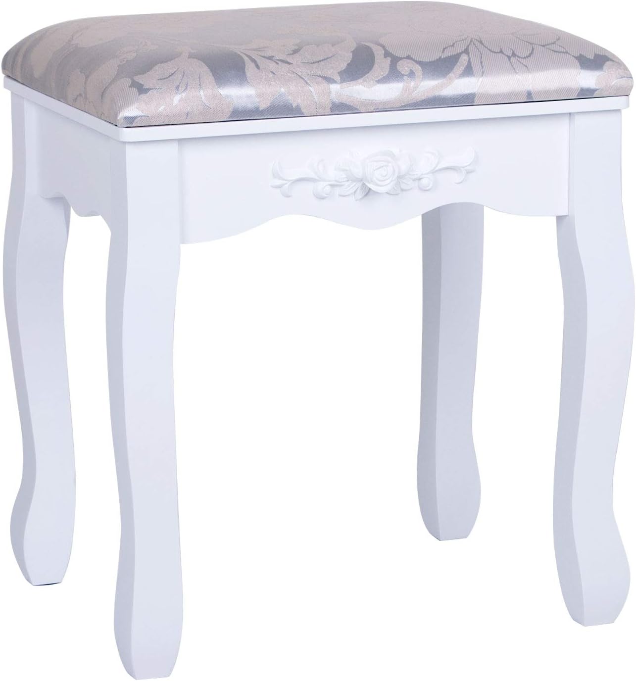 Joolihome Dressing Table Stool Padded Bench Chair Makeup Seat Baroque Piano Chair White With Rubberwood Legs Amazon Co Uk Kitchen Home
