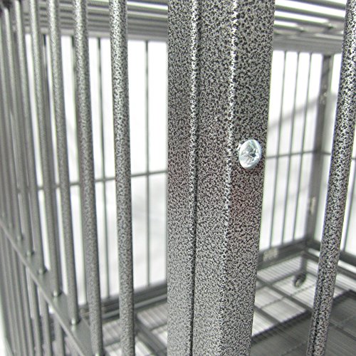 Lovinland 42" Heavy Duty Dog Cage Crate Kennel Metal Pet Playpen Portable with Tray Silver