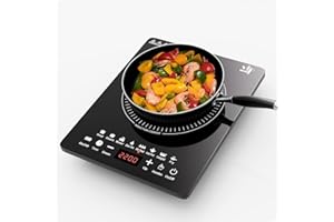 KISEELY Portable Induction Cooktop, Countertop Burner with Multi-Function, 2200w Electric Stove with Easy Clean Glass, 8 Modes Sensor Touch Cooker (KP1)