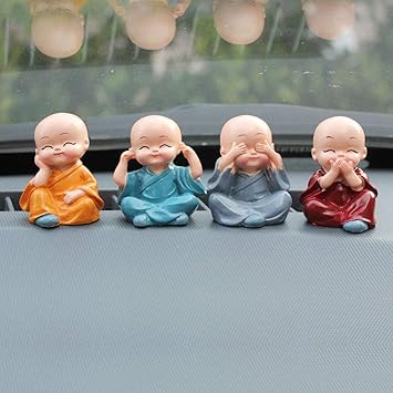 Coxeer 4 Pieces Car Little Monks Home Ornament Vehicle Interior