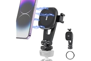 VRIG EXPRESS VRIG MG-03 Magnetic Phone Tripod Mount,Tripod Mount for Magsafe w Cold Shoe for iPhone 14.13.12 Series,Magnetic Ring Compatible with All Phones & All Cases,360° Rotation,for Tripods,Cameras