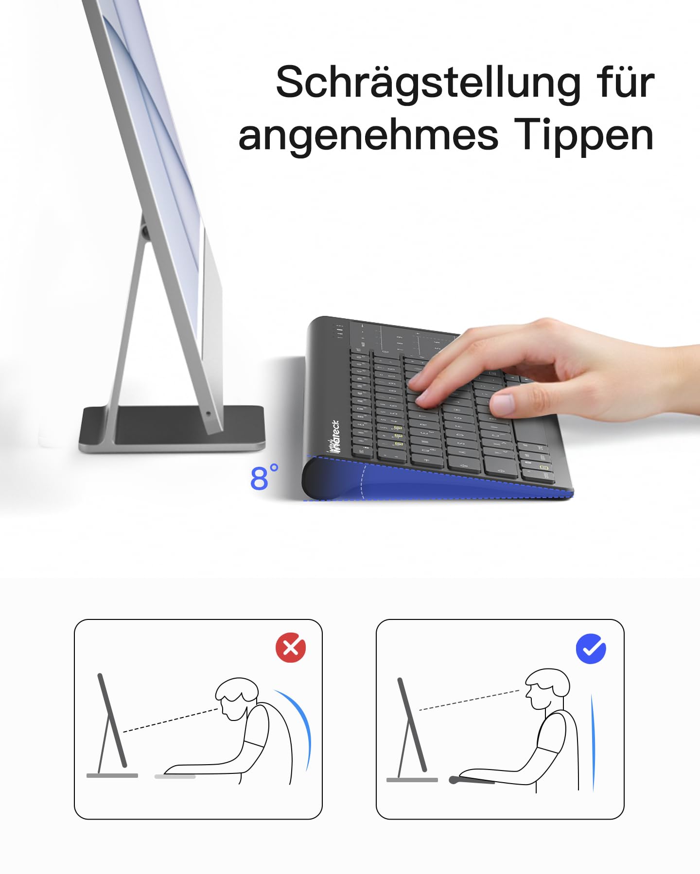 Inateck Tablet Tastatur, 2-IN-1 Ziffernblock&TouchpadVersteckter Ständer, 3 BT-Kanäle, 7-Farben Hintergrundbeleuchtung,Kompatibel mit iPadOS/Samsung/Android/Windows 4