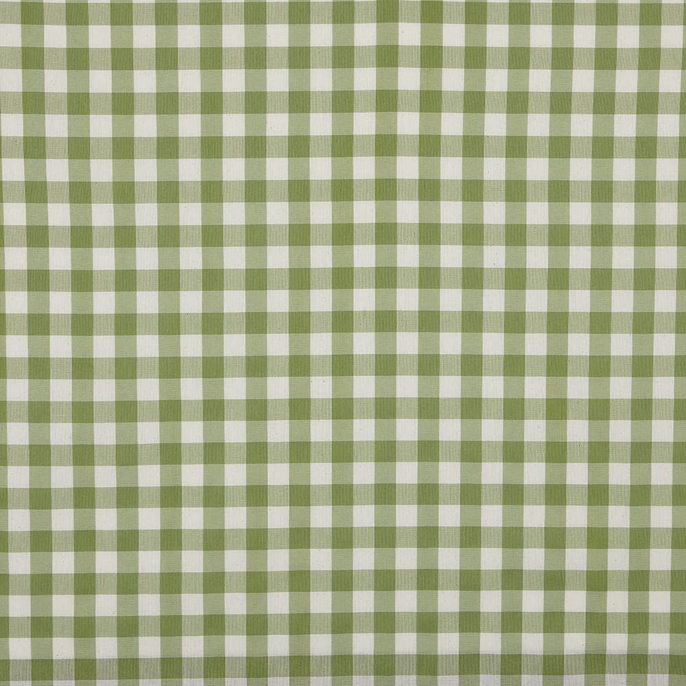 Kt KILOtela - Yarn Dyed Canvas Fabric, Decoration, Upholstery, Cushions, Curtains, Bedspreads, Bags, Tablecloths, 300 cm Length x 280 cm Wide, Vichy Check, Green ─ 3 Metres