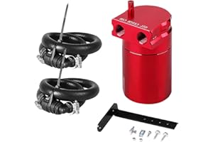 BOMLING 350ml Aluminum Oil Catch Can Polished Oil Separator Tank Compatible with Ford F150 2.7EB 3.5EB 5.0L Passenger Side 2011-2021, Expedition 3.5L EcoBoost 2018-2021, Raptor 3.5L Ecoboost 2017-2021,Red