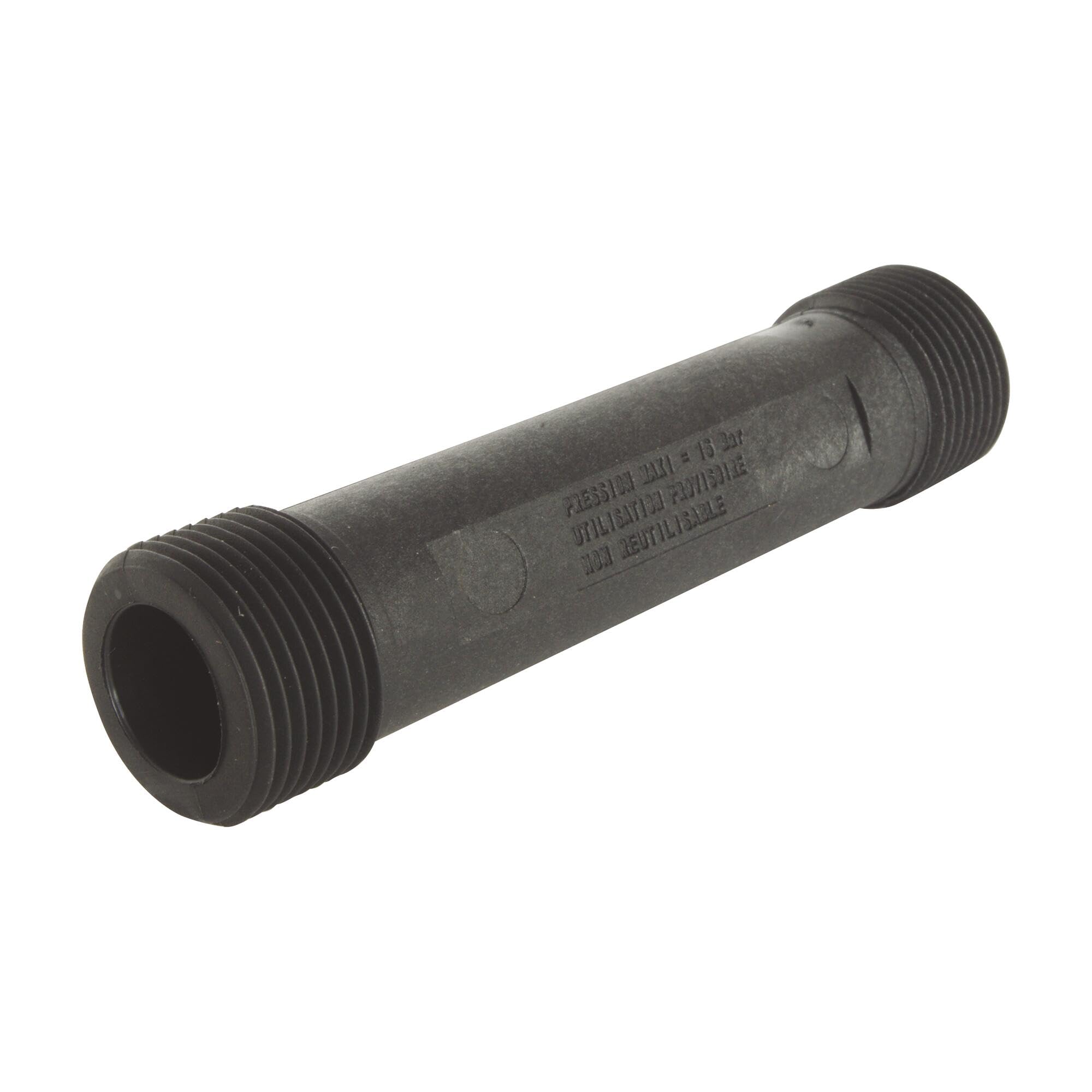 SOMATHERM FOR YOU, Plastic Water Meter Standby Tube, Double Male 3/4", Length 110mm, Ideal for Secure Installation and Removal of Meters, Max Temperature 100°C