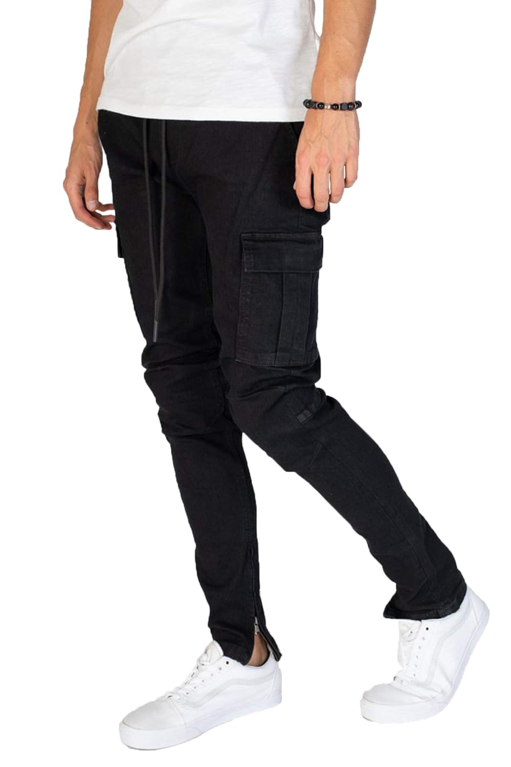 kayden k men's tapered zipper ankle jogger pants