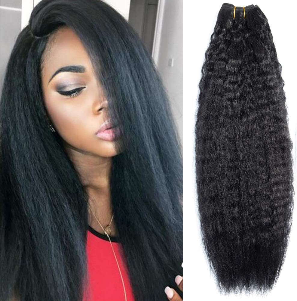 Natural Black Synthetic Kinky Curly Hair Extensions 3Bundles/pack 70G/bundle 16” 18” 20” Synthetic Hair Weave (1B Kinky straight)