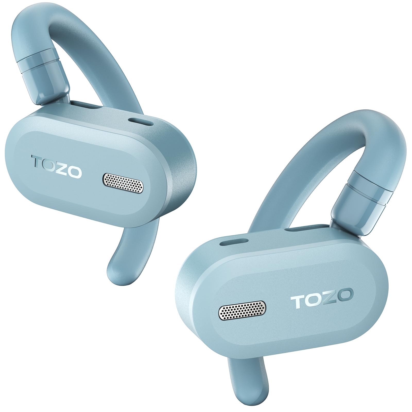 TOZO O2 True Open Ear Wireless Headphones Lightweight with Multi-Angle Adjustment, Bluetooth 5.3 Earbuds with Dual-Axis Design for Long-Lasting Comfort, Crystal-Clear Calls for Driving, Blue