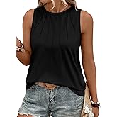 Eytino Plus Size Tank Tops for Women Summer Crewneck Sleeveless T Shirts Loose Fit Tunic Blouse(1X-5X)