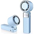 YOSHENMO Handheld Fan, Powerful Portable Fan[20Hrs Max Cooling], Turbo Mini Fans,105° Personal Rechargeable Fans, 1-199 Speed, Foldable, LED Display, Gifts for Women Men Outdoor Indoor (Light Blue)