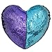 Tomus-UNI Mermaid Sequin Pillow with Insert, 13''×15'' Heart Magic Reversible Sequins Cushion for Home Décor(Bright Green/Purple)