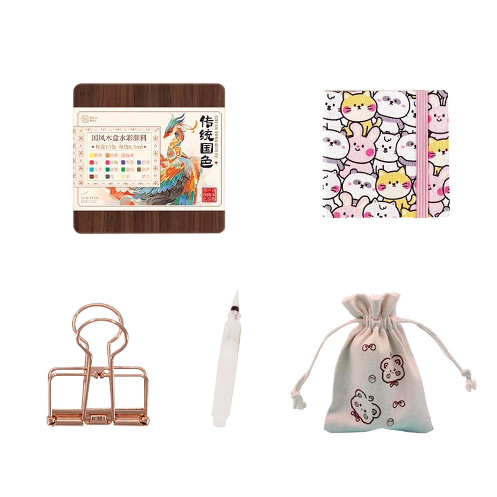 Photo 1 of **missing parts**15 Gauge Acrylic Mini Palette, Mini Watercolor Palette Set, Pocket Artist Watercolor Travel Set, Portable Watercolor Palette Box Set with Brushes, Clips, Sketchbook, Paints, Storage Bag (B)