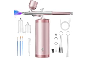 CRPEN Airbrush Kit With Compressor 48PSI Rechargeable High Pressure Air Brush Set Cordless Airbrush Kit with 0.3mm Nozzle for Painting,Nail Art, Cake Decor,Makeup,Modeling (Pink)