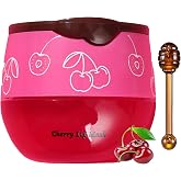TIRDET 1 PCS Bee Lip Balm Honey Pot, Lip Balm Lip Mask Bulk Gifts for Women | Exfoliating Cherry Sleeping Lip Mask Overnight with Sticks, Cute Stuff for Girls, Hydrating Lip Gloss for Dry and Crack