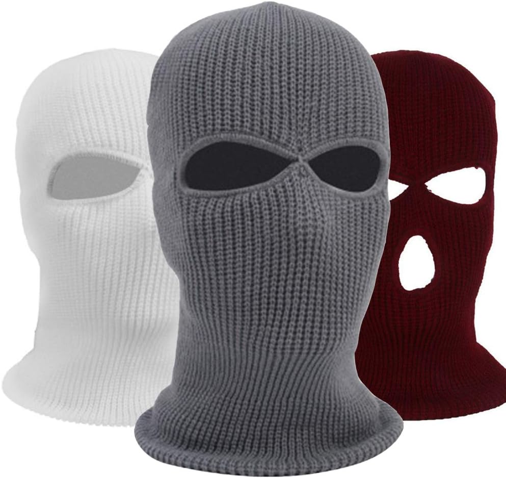 Idlespace New 3 Hole Helmet Warm Soft Motorcycle Helmet Winter Knit Hat Ski Mask Army Tactical Mask Full Face Cap(Rose red): Home & Kitchen