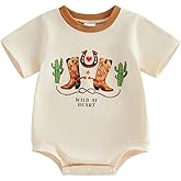 Biayxms Western Baby Boy Girl Clothes Romper Cow One Piece Oneise Infant Cowboy Cowgirl Bodysuit Tops Newborn Baby Outifts