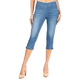 Jvini Women's Capri Jeans Skinny Jeggings Pull-On Denim Capris Pants with Pockets Regular & Plus Size