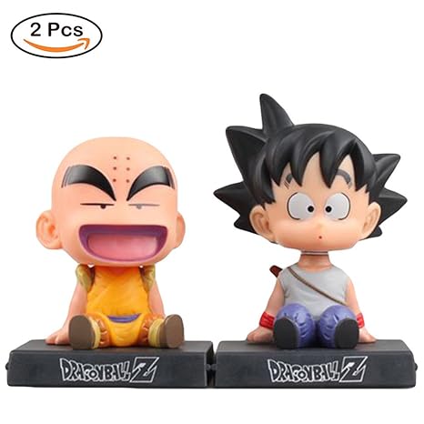 Yovvin 2 Pack Dragonball Z Actionfigur, Son Goku & Krillin PVC Figur Actionfigur Mit Funktion von Handyhalter für Kinder Juge
