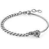 HZMAN 8.0In Goth Viking Wolf Link Bracelet for Men Women Cuban Chain Bracelet