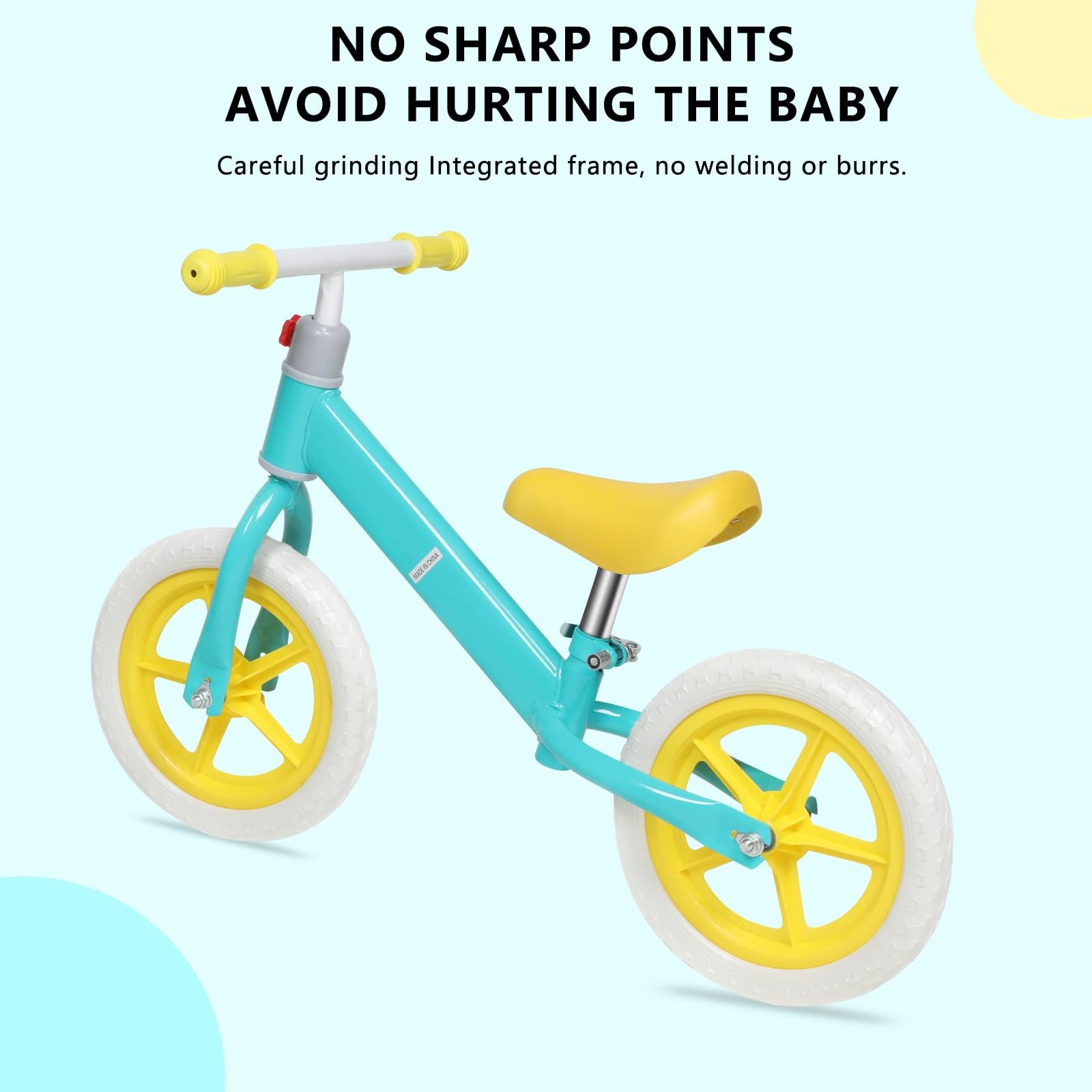11 inch Kids Balance Bike for Over 3 Years Old Children, Adjustable Heights, Carbon Steel & PE Tires, Light Blue