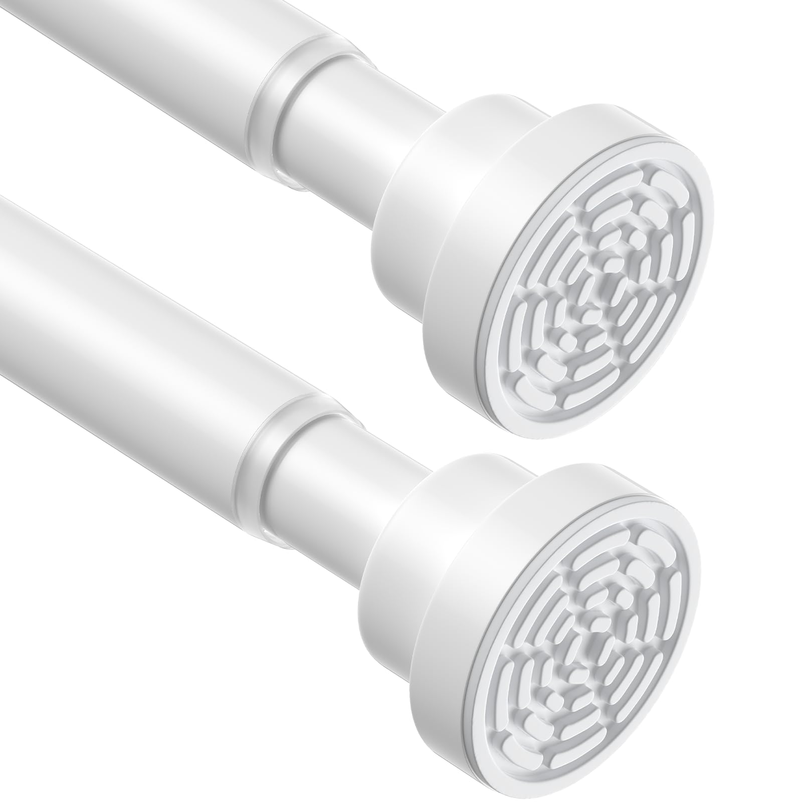 Photo 1 of SISELBA 2 Pack White Shower Curtain Rods Spring Tension 32 to 76 Inch, Adjustable Spring Tension Curtain Rod, Never Rust Anti-Slip Shower Tension Rod Shower Rods for Bathroom, Closet, Window