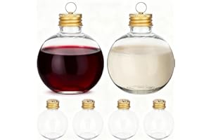 Milisten 10pcs Christmas Drink Balls Clear Juice Bottles Fillable Booze Bulbs 100ml/3.38ounce Xmas Candy Jars for Holiday Party Christmas Tree Ornaments Restaurant Bar Decor, Golden