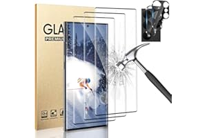 AFSKU [3+2 Pack] Galaxy S23 Ultra 5G Screen Protector, Camera Protector, 9H Tempered Glass Scratch Resistant, Ultrasonic Fingerprint Support, 3D HD Curved, for Samsung Galaxy S23 Ultra 6.8 Inch